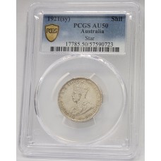 AUSTRALIA 1921 . ONE 1 SHILLING . STAR . PCGS AU50